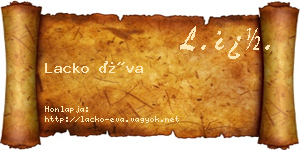 Lacko Éva névjegykártya